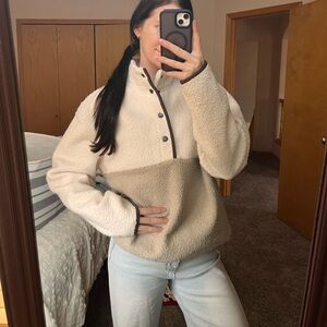 Old Navy Teddy Pullover - Cream and White